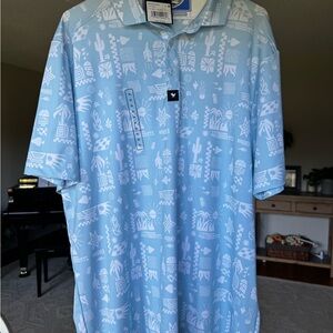 Bad Birdie Sky Blue Graphic Polo Shirt